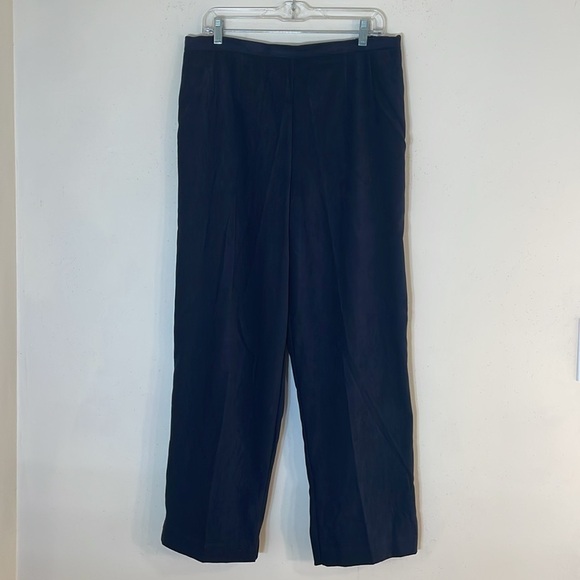 NWT. Leslie Fay 14 Petite Faux Suede Cage Hem Jacket & Pull On Pants Suit. - Picture 12 of 16